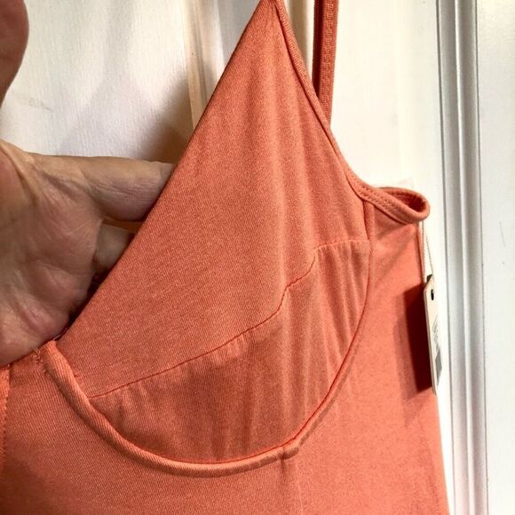 DEX - NWT - L Sz MEDIUM Structured-Bodice Knit Midi Dress in Peach Coral. LOVELY - Picture 7 of 14